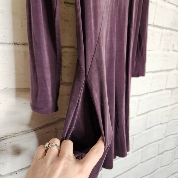 Anthropologie Dolan Left Coast Collection Plum Women's Plunging Swing Dress Sz M - Picture 9 of 13